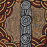 Aboriginal Artwork by Jamie Lee Nampijinpa Brown, Ngapa Jukurrpa (Water Dreaming) - Mikanji, 30x30cm