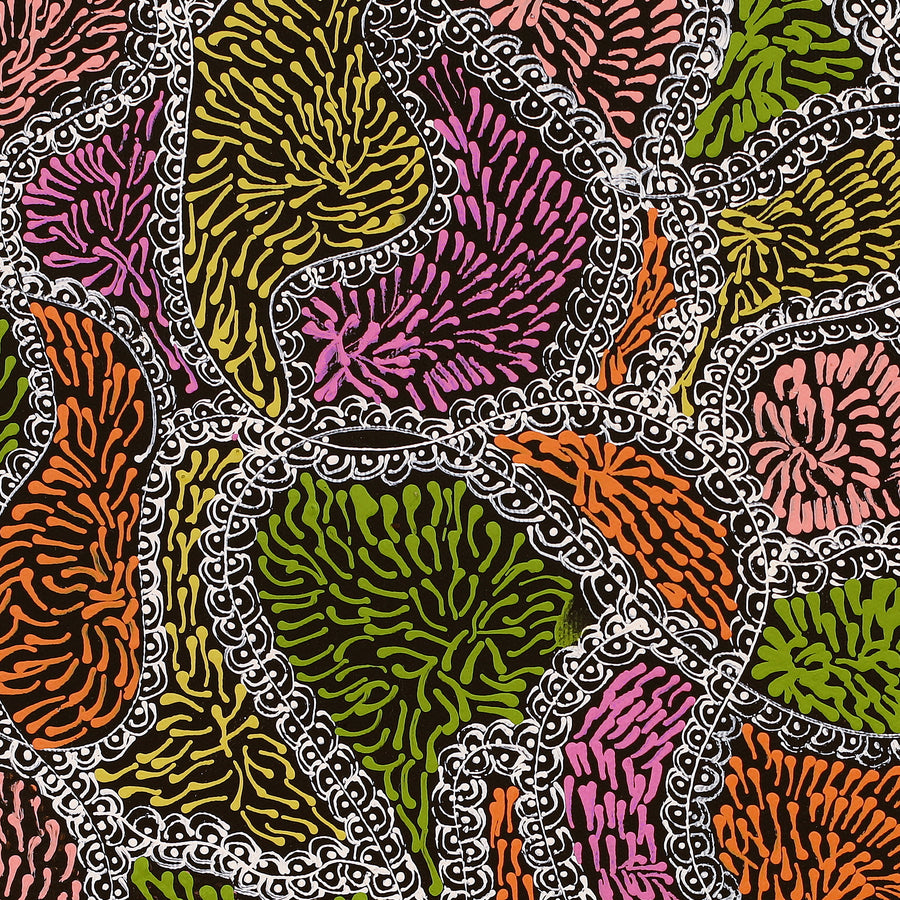Aboriginal Artwork by Janie Napangardi Williams, Ngarlkirdi Jukurrpa (Witchetty Grub Dreaming), 40x40cm