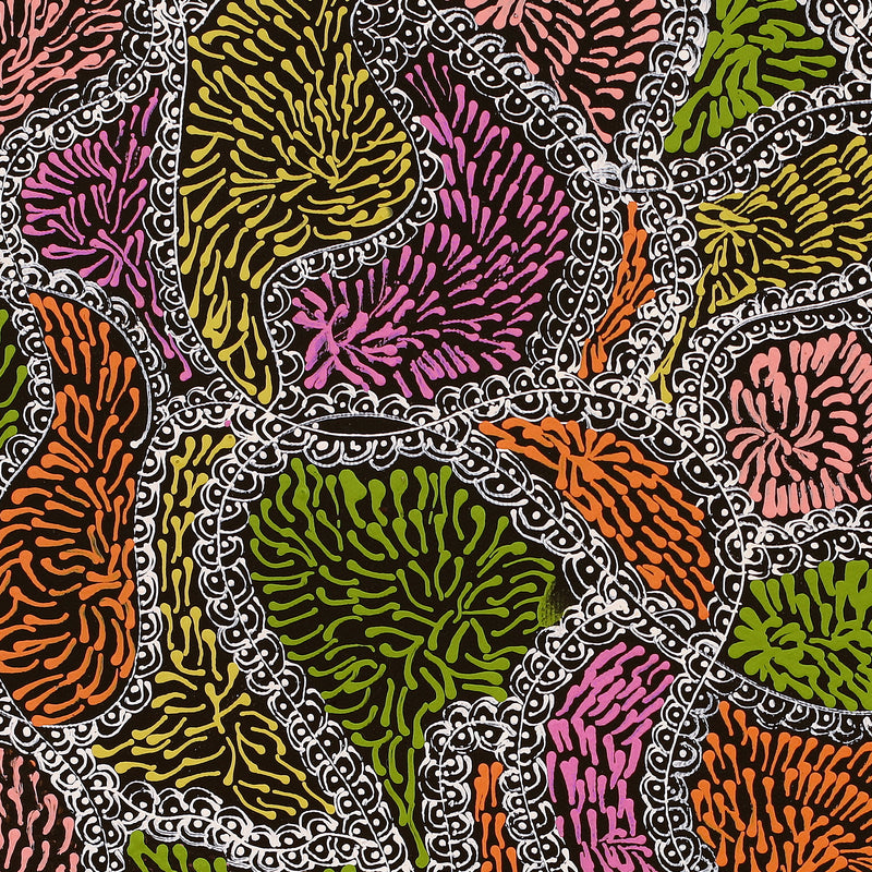 Aboriginal Artwork by Janie Napangardi Williams, Ngarlkirdi Jukurrpa (Witchetty Grub Dreaming), 40x40cm