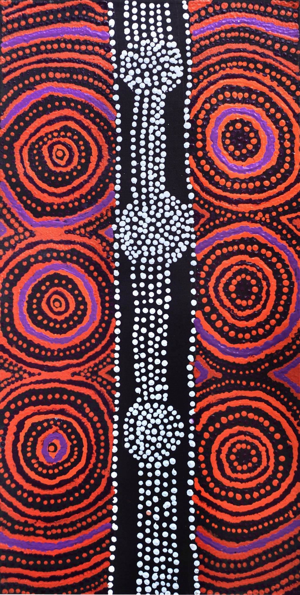 Aboriginal Artwork by Jamie Lee Nampijinpa Brown, Ngapa Jukurrpa (Water Dreaming) - Mikanji, 61x30cm