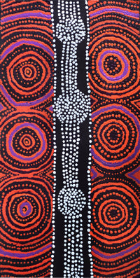 Aboriginal Artwork by Jamie Lee Nampijinpa Brown, Ngapa Jukurrpa (Water Dreaming) - Mikanji, 61x30cm