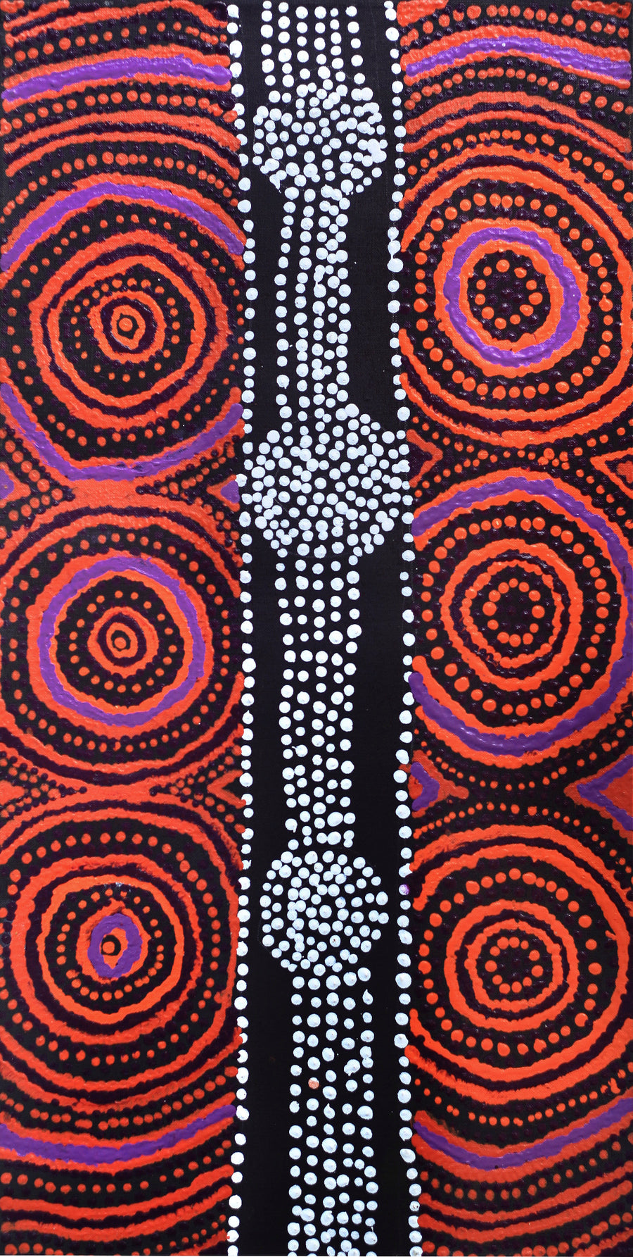 Aboriginal Artwork by Jamie Lee Nampijinpa Brown, Ngapa Jukurrpa (Water Dreaming) - Mikanji, 61x30cm