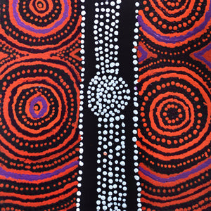 Aboriginal Art by Jamie Lee Nampijinpa Brown, Ngapa Jukurrpa (Water Dreaming) - Mikanji, 61x30cm - ART ARK®