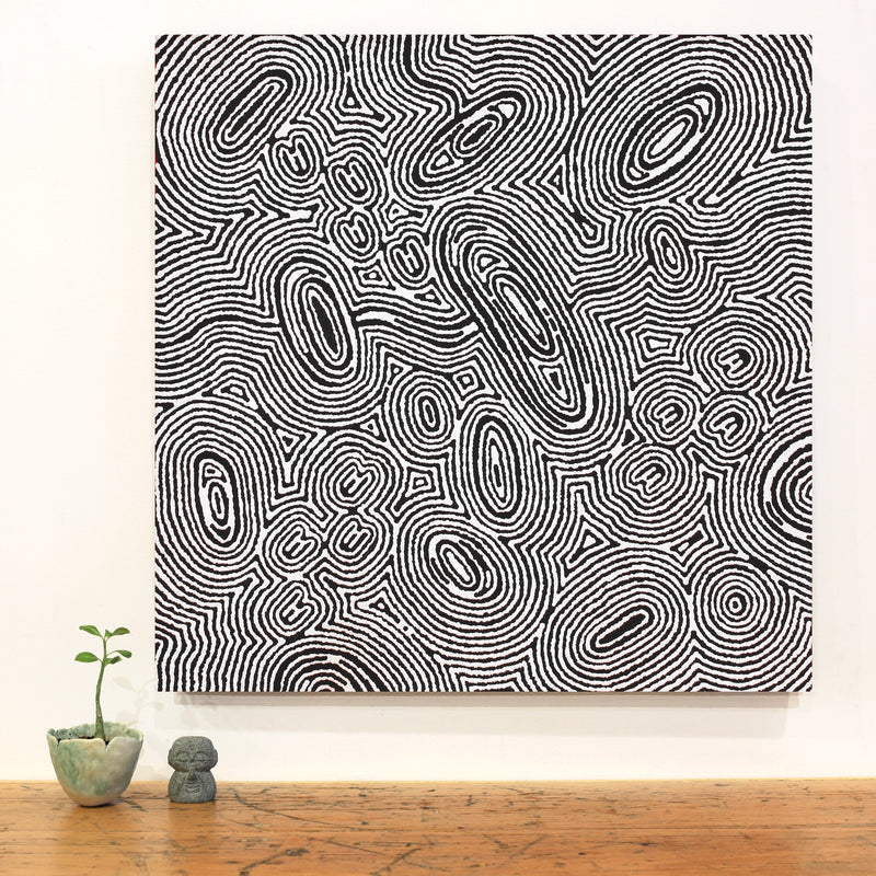 Aboriginal Artwork by Janelle Napurrurla Wilson, Janganpa Jukurrpa (Brush-tail Possum Dreaming) - Mawurrji, 61x61cm