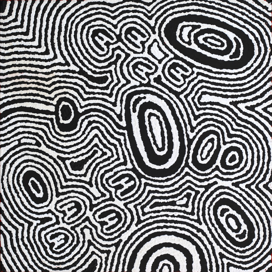 Aboriginal Artwork by Janelle Napurrurla Wilson, Janganpa Jukurrpa (Brush-tail Possum Dreaming) - Mawurrji, 30x30cm