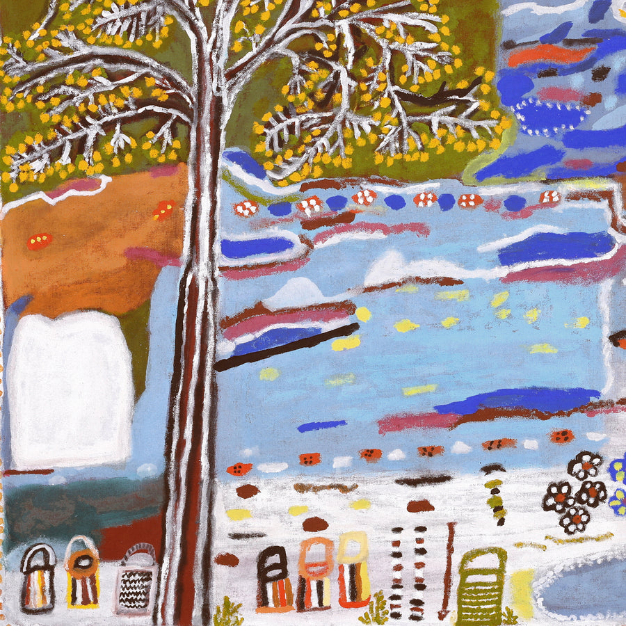 Aboriginal Artwork by Janet Koongotema, Waangk Alke – Story Place, 120x100cm