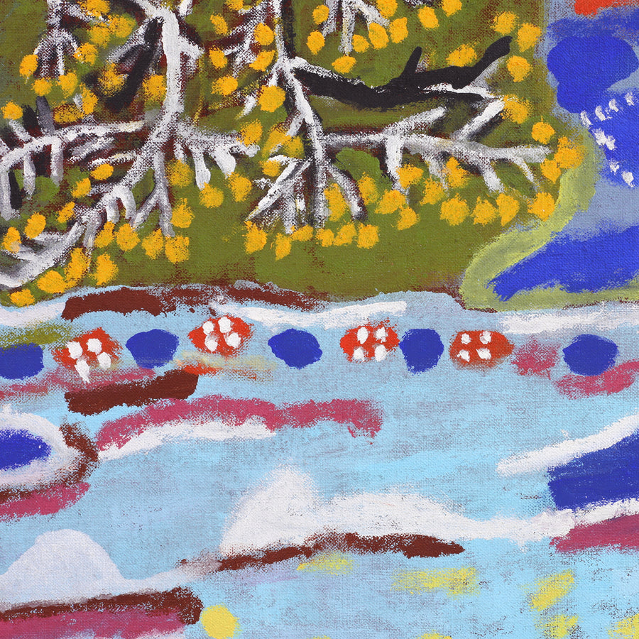 Aboriginal Artwork by Janet Koongotema, Waangk Alke – Story Place, 120x100cm