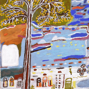 Aboriginal Artwork by Janet Koongotema, Waangk Alke – Story Place, 120x100cm - ART ARK®