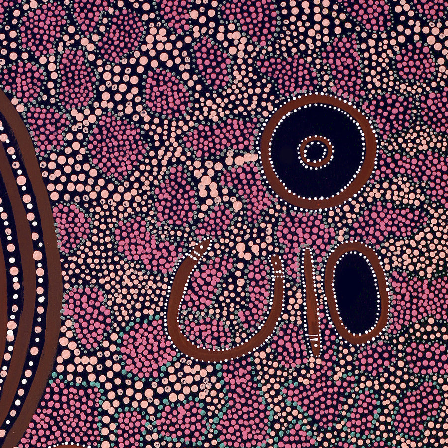 Aboriginal Artwork by Janet Lane, Kungkarangkalpa (Seven Sisters Story), 101x76cm