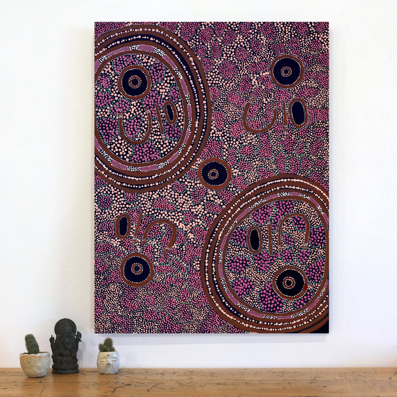Aboriginal Artwork by Janet Lane, Kungkarangkalpa (Seven Sisters Story), 101x76cm