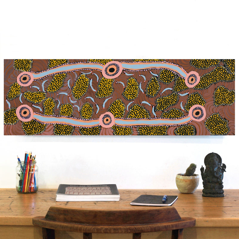Aboriginal Artwork by Janet Lane, Kungkarangkalpa (Seven Sisters Story), 91x30cm
