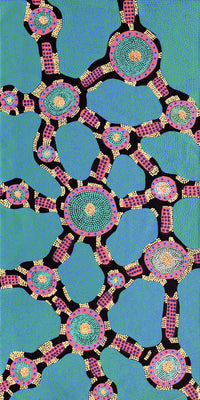 Aboriginal Artwork by Janet Napaljarri Herbert, Lukarrara Jukurrpa, 122x61cm