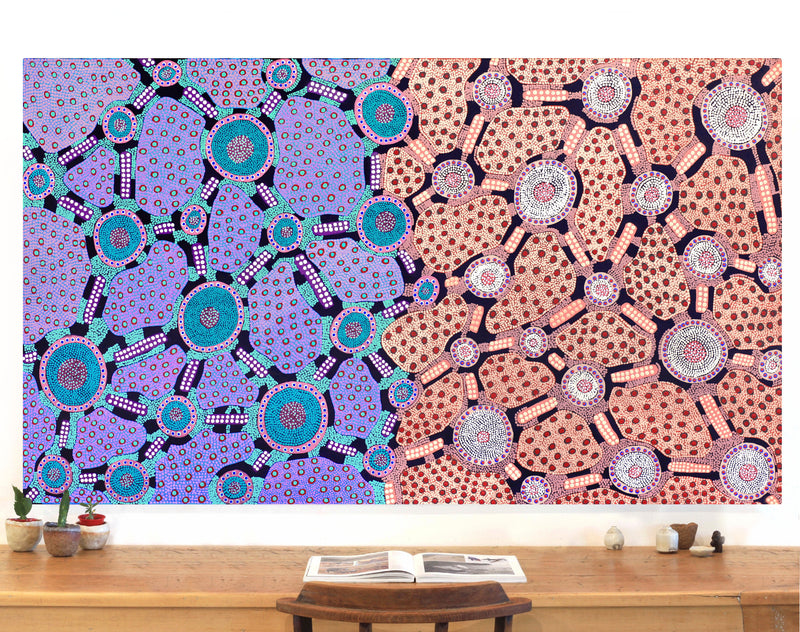 Aboriginal Artwork by Janet Napaljarri Herbert, Lukarrara Jukurrpa, 183x107cm