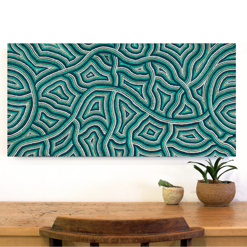 Aboriginal Artwork by Janice Miller, Walka Wiru Ngura Wiru, 101x49cm