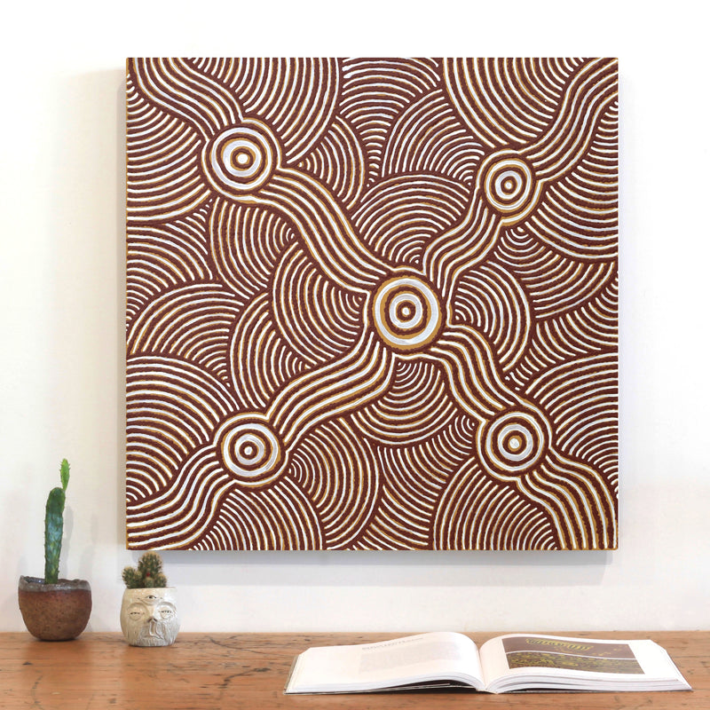 Aboriginal Artwork by Janice Miller, Minyma Tjukurpa, 61x61cm