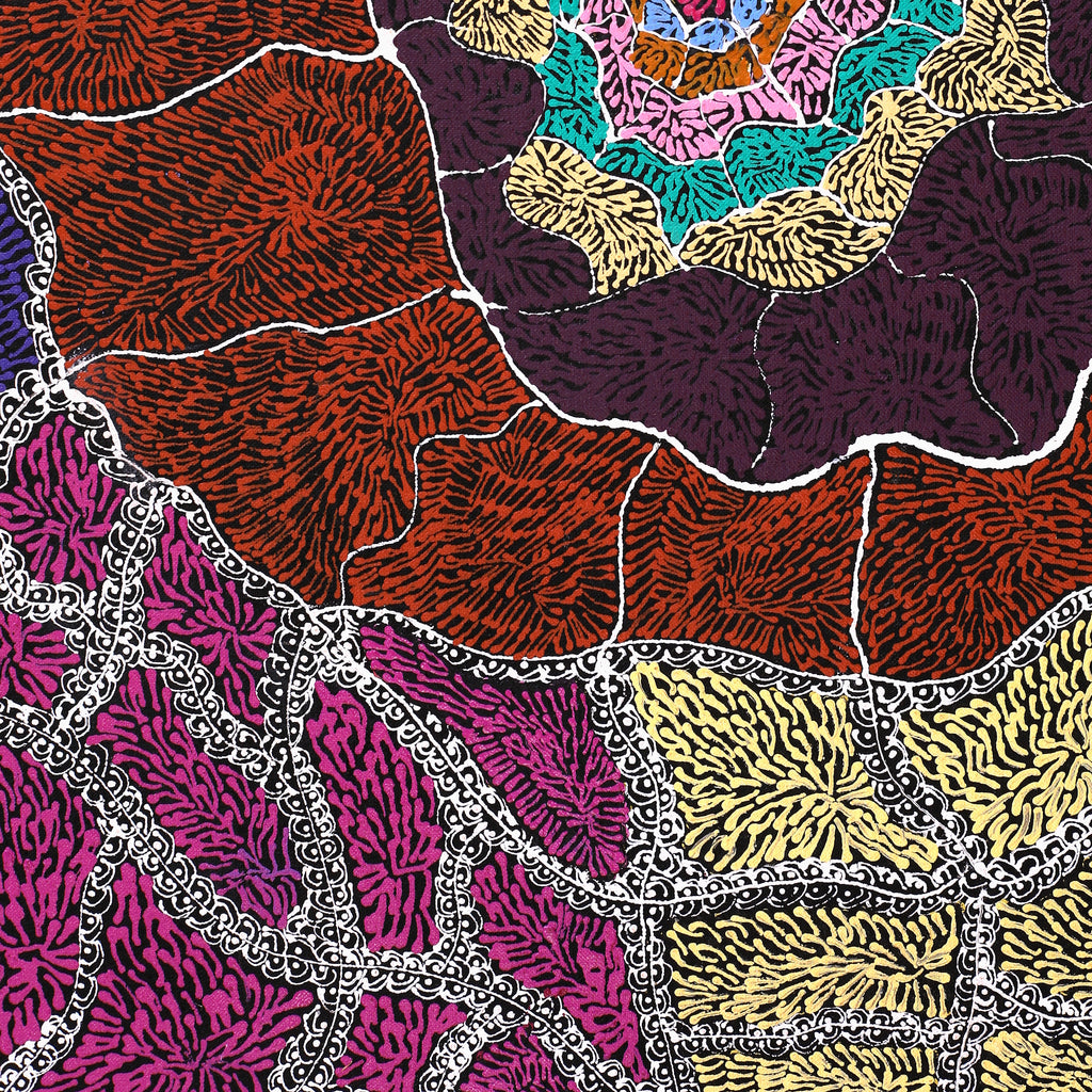 Aboriginal Artwork by Janie Napangardi Williams, Ngarlkirdi Jukurrpa (Witchetty Grub Dreaming), 107x91cm
