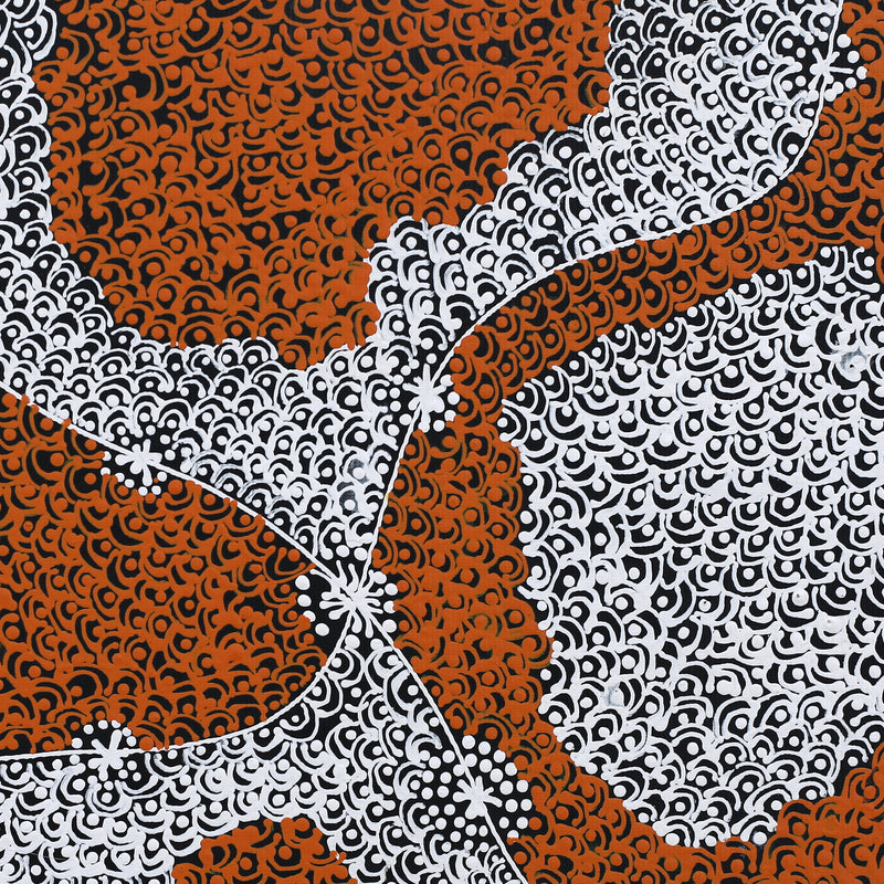 Aboriginal Artwork by Janie Napangardi Williams, Ngarlkirdi Jukurrpa (Witchetty Grub Dreaming), 30x30cm
