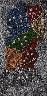 Aboriginal Artwork by Janie Napangardi Williams, Watiya-warnu Jukurrpa (Seed Dreaming), 61x30cm