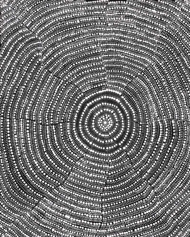 Aboriginal Artwork by Janie Napangardi Williams, Ngarlkirdi Jukurrpa (Witchetty Grub Dreaming), 76x61cm