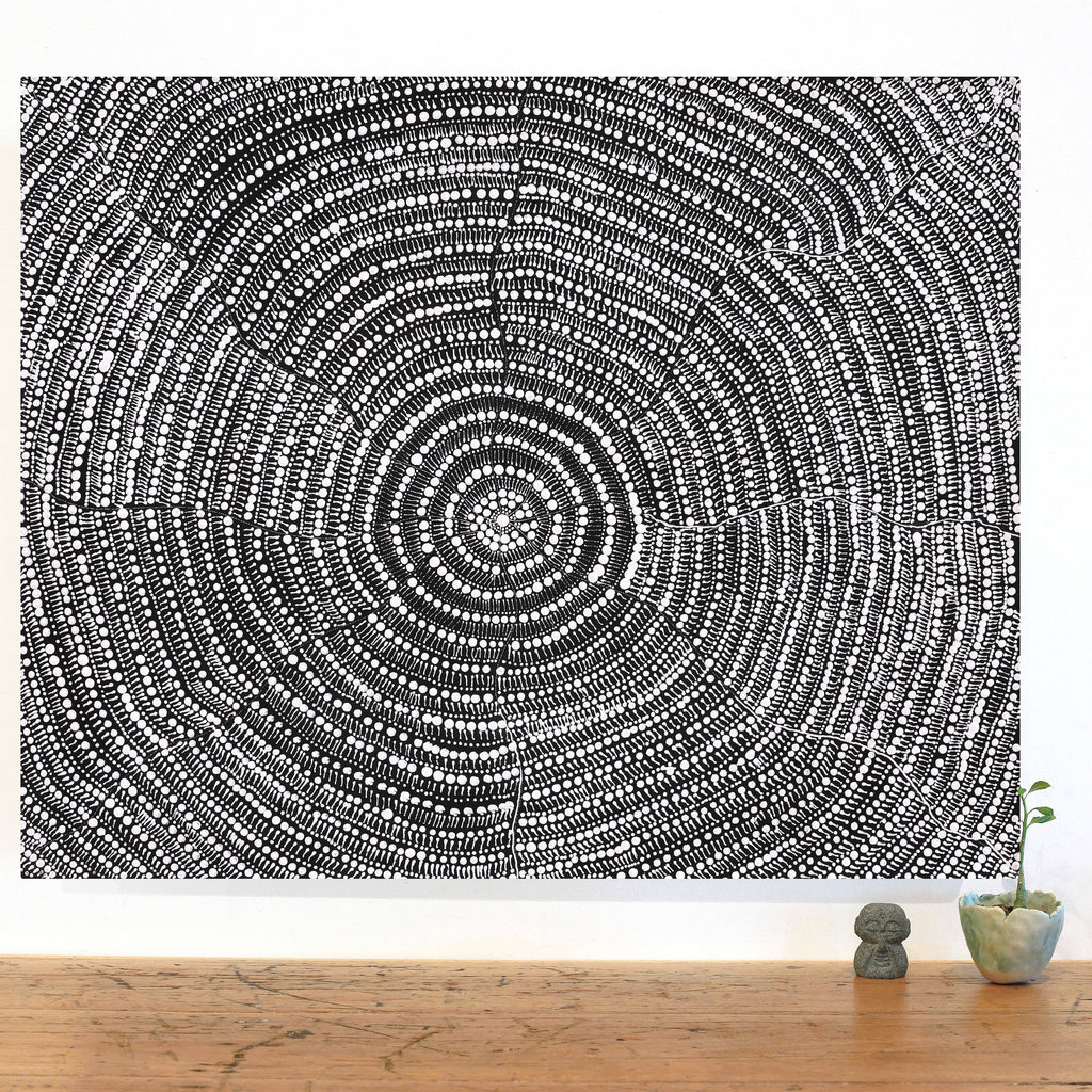 Aboriginal Artwork by Janie Napangardi Williams, Ngarlkirdi Jukurrpa (Witchetty Grub Dreaming), 76x61cm