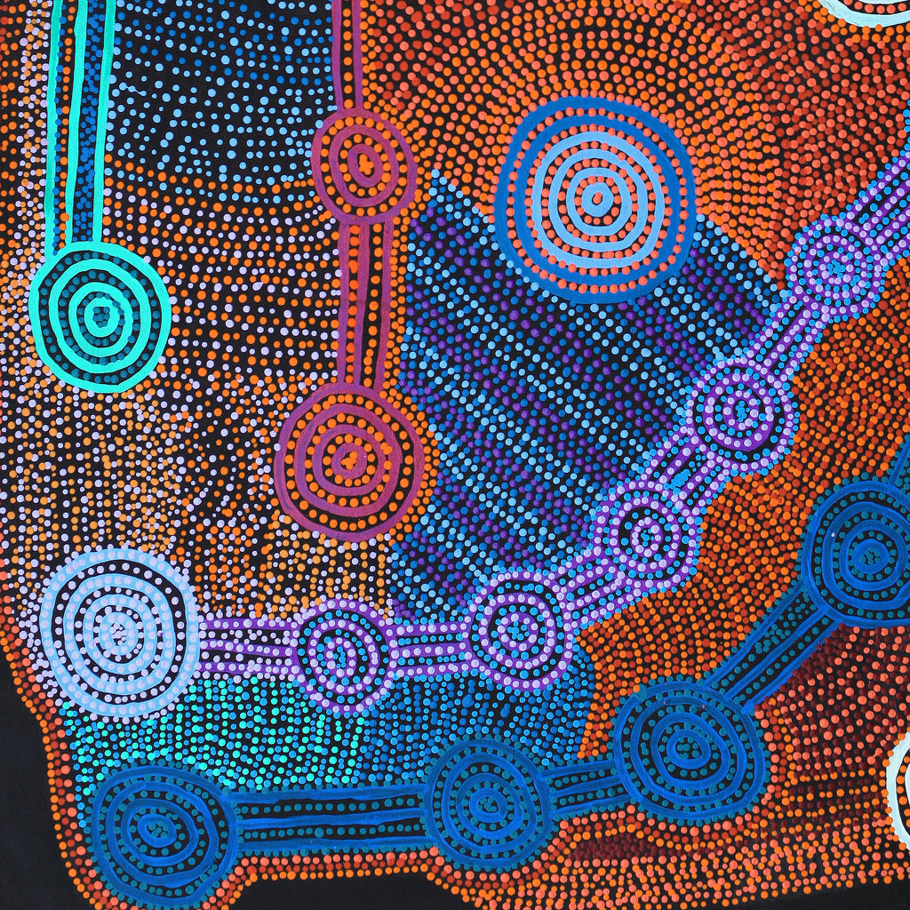 Aboriginal Artwork by Jarred Jangala Robertson, Ngapa Jukurrpa (water Dreaming) - Puyurru, 152x91cm
