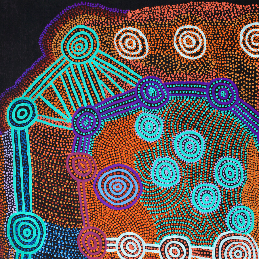 Aboriginal Artwork by Jarred Jangala Robertson, Ngapa Jukurrpa (water Dreaming) - Puyurru, 152x91cm