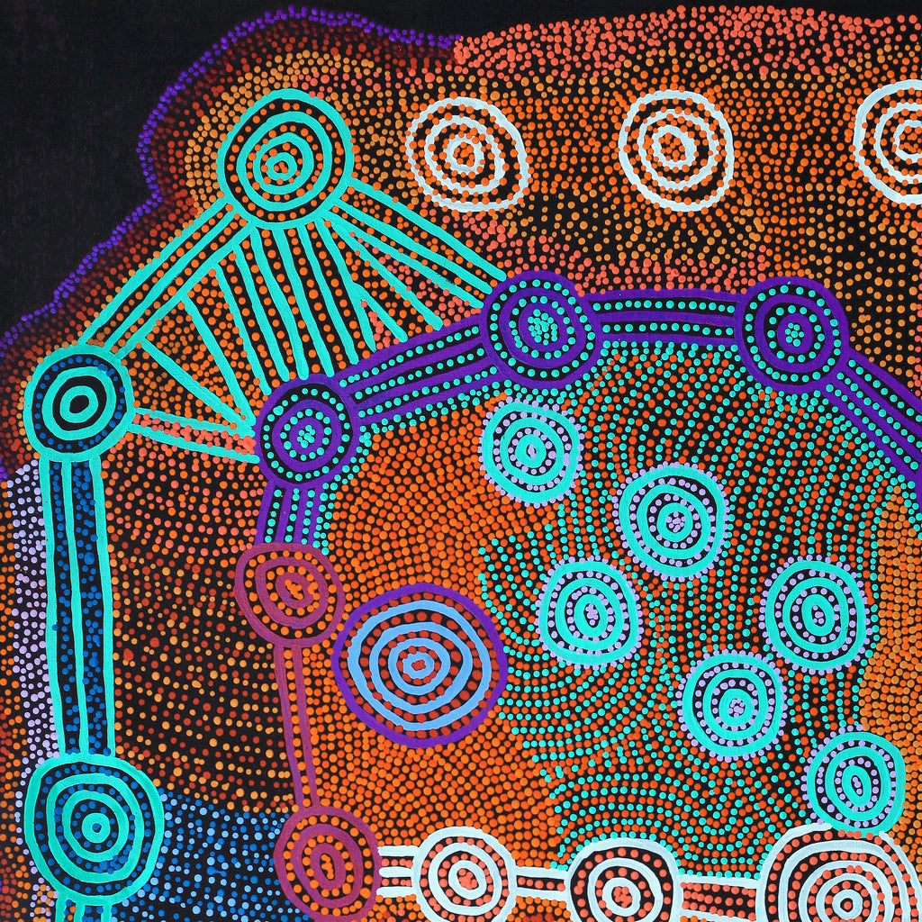 Aboriginal Artwork by Jarred Jangala Robertson, Ngapa Jukurrpa (water Dreaming) - Puyurru, 152x91cm - ART ARK®