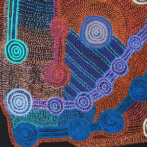 Aboriginal Artwork by Jarred Jangala Robertson, Ngapa Jukurrpa (water Dreaming) - Puyurru, 152x91cm - ART ARK®