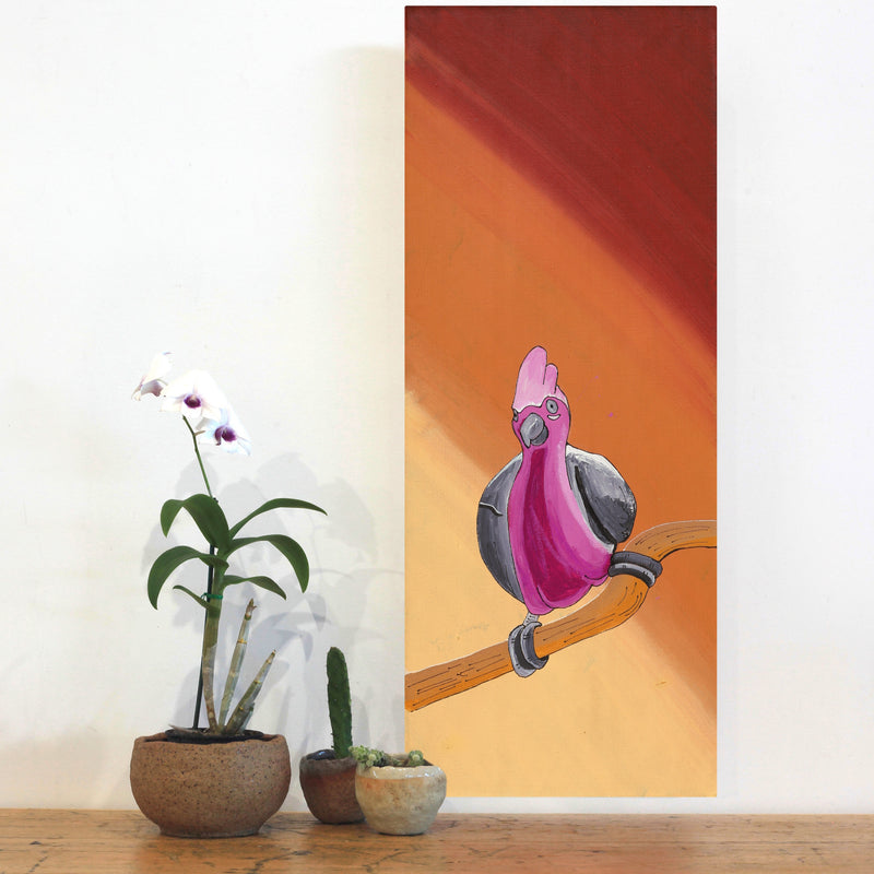 Aboriginal Artwork by Jason Japaljarri Woods, Jurlpu kuja kalu nyinami Yurntumu-wana (Birds that live around Yuendumu), 76x30cm