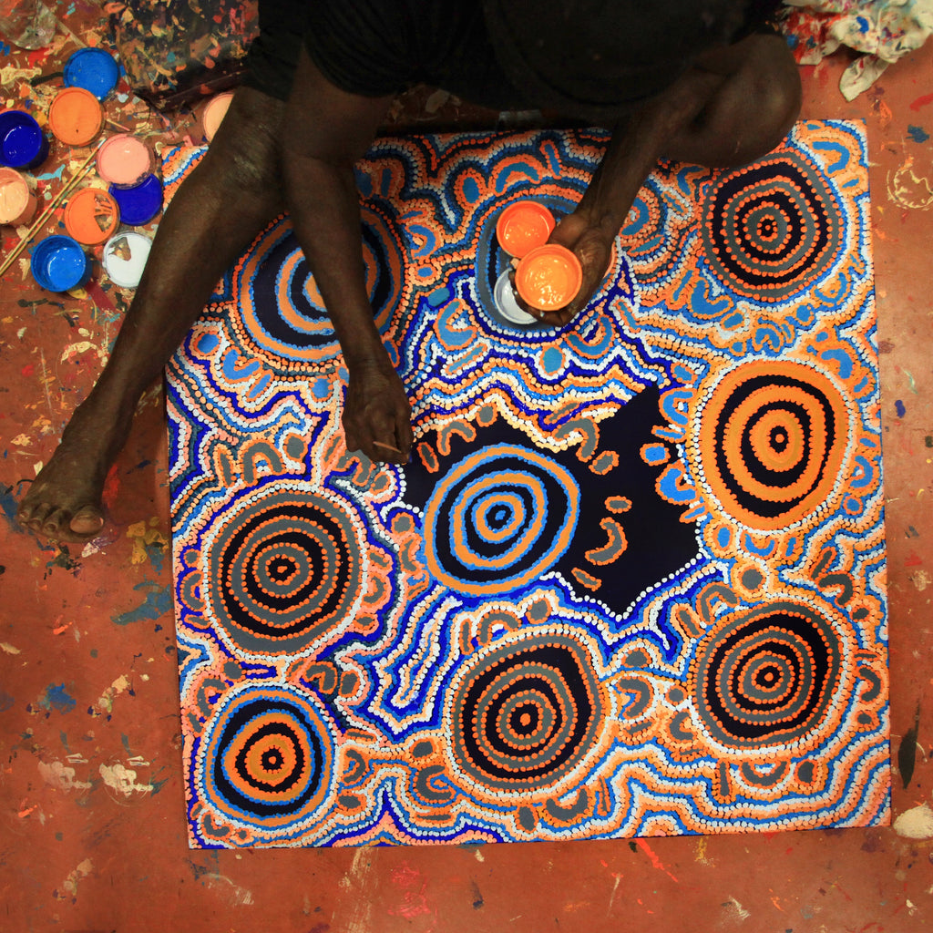 Aboriginal Artwork by Jeani Napangardi Lewis, Mina Mina Jukurrpa - Ngalyipi, 91x91cm