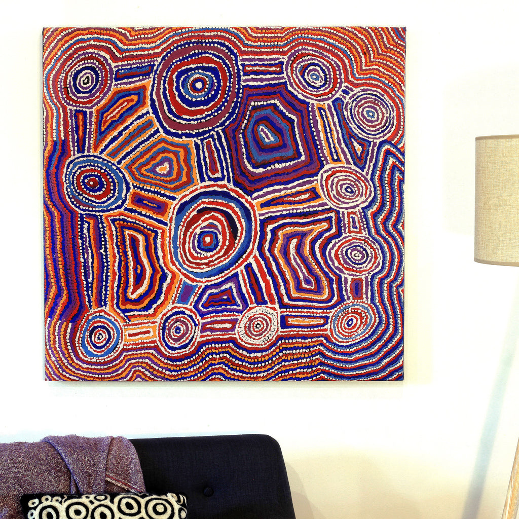 Aboriginal Artwork by Jeani Napangardi Lewis, Mina Mina Jukurrpa - Ngalyipi, 91x91cm