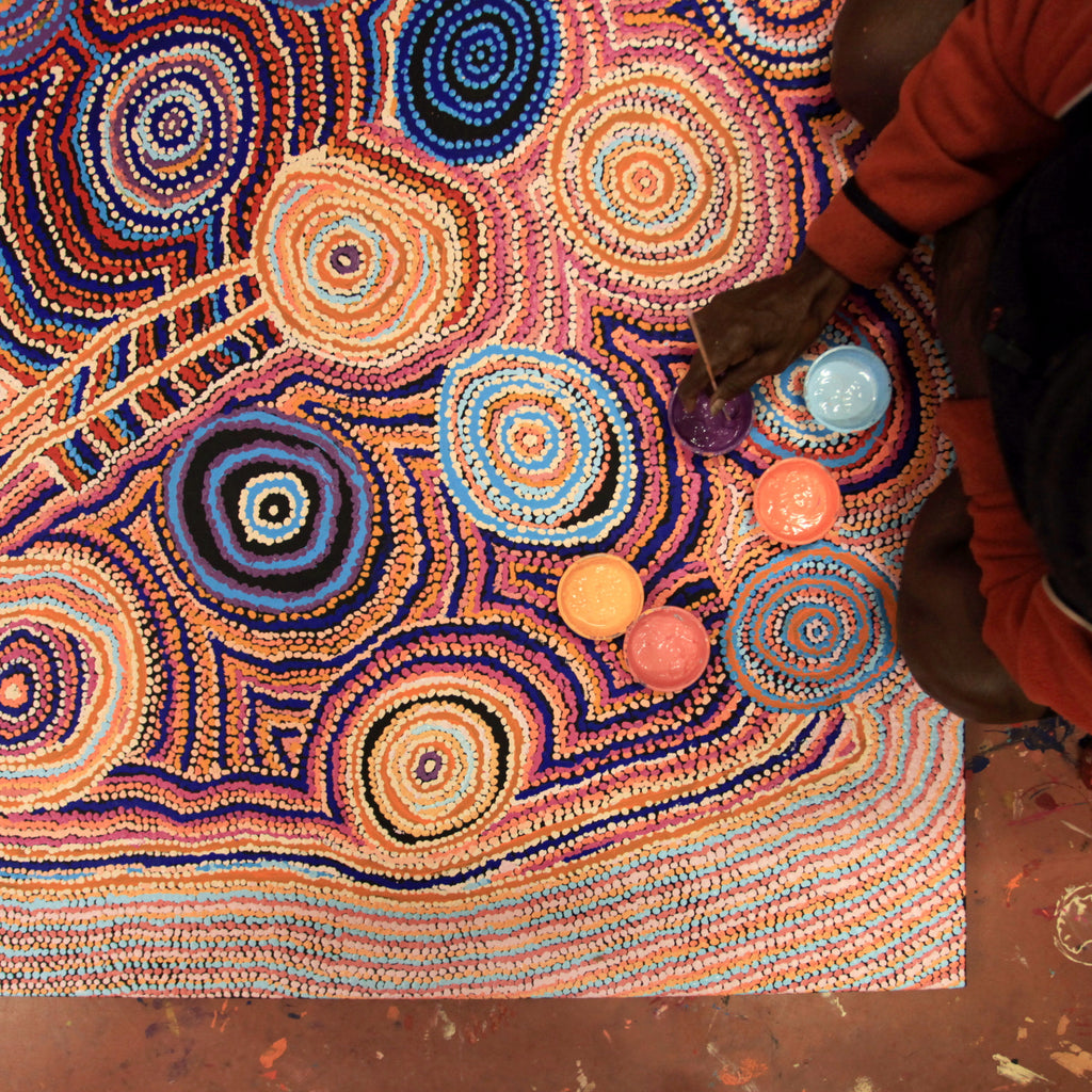 Aboriginal Artwork by Jeani Napangardi Lewis, Mina Mina Jukurrpa - Ngalyipi, 122x107cm
