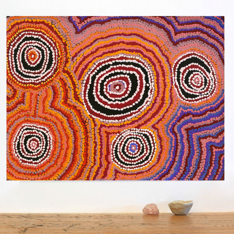 Aboriginal Artwork by Jeani Napangardi Lewis, Mina Mina Jukurrpa, 61x46cm