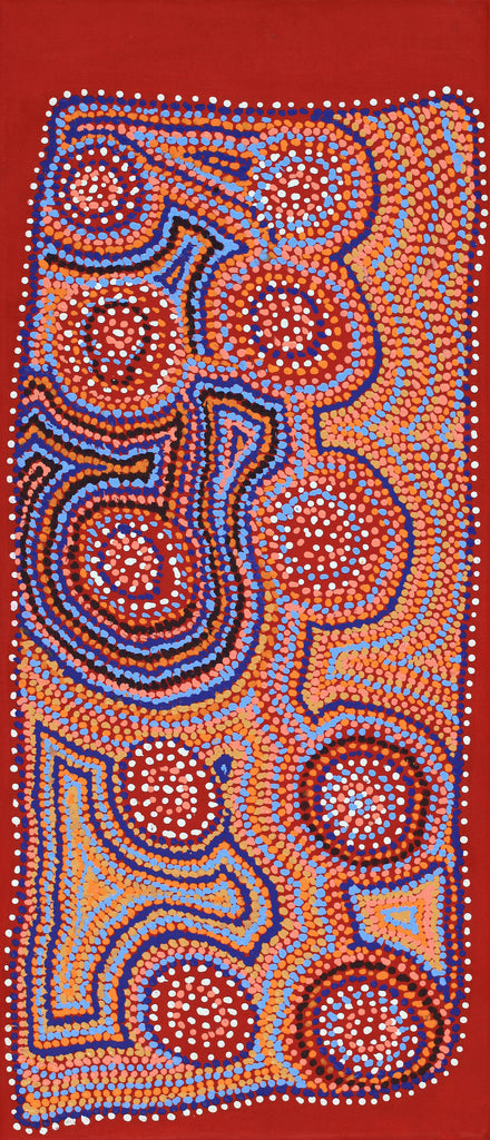 Aboriginal Artwork by Jeani Napangardi Lewis, Mina Mina Jukurrpa - Ngalyipi, 107x46cm