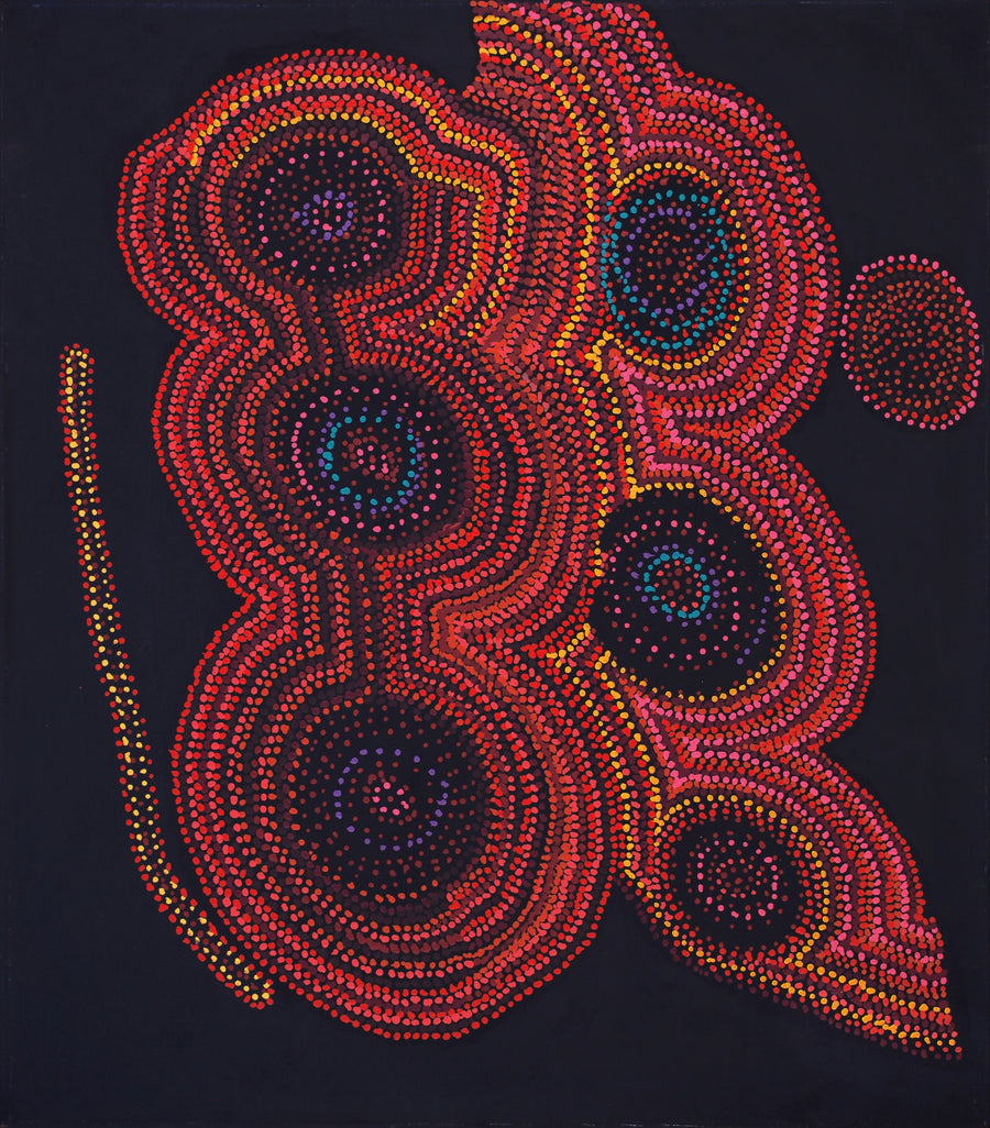 Aboriginal Artwork by Jeani Napangardi Lewis, Mina Mina Jukurrpa - Ngalyipi, 122x107cm