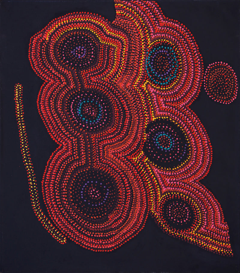 Aboriginal Artwork by Jeani Napangardi Lewis, Mina Mina Jukurrpa - Ngalyipi, 122x107cm
