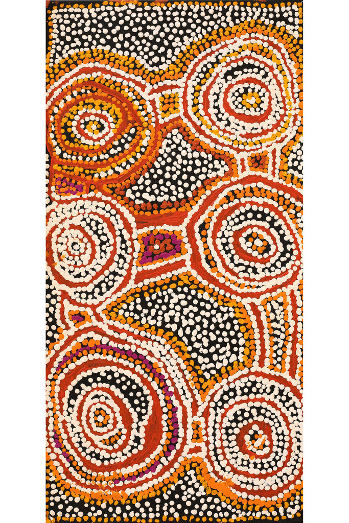 Aboriginal Artwork by Jeani Napangardi Lewis, Mina Mina Jukurrpa, 61x30cm