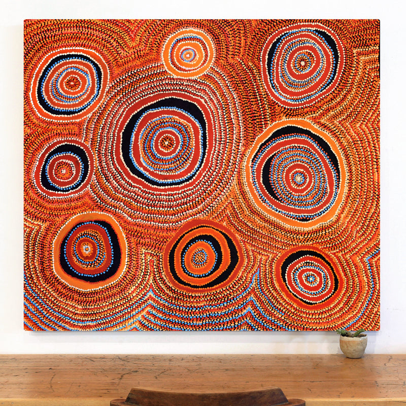 Aboriginal Artwork by Jeani Napangardi Lewis, Mina Mina Jukurrpa - Ngalyipi, 122x107cm