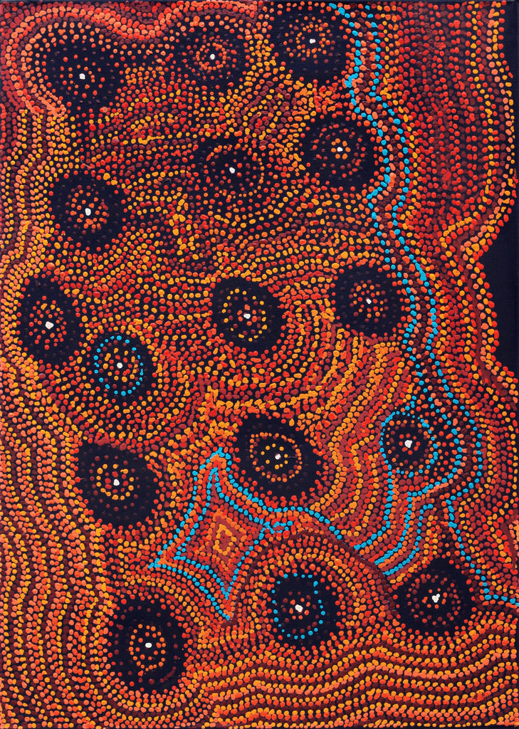 Aboriginal Artwork by Jeani Napangardi Lewis, Mina Mina Jukurrpa - Ngalyipi, 107x76cm