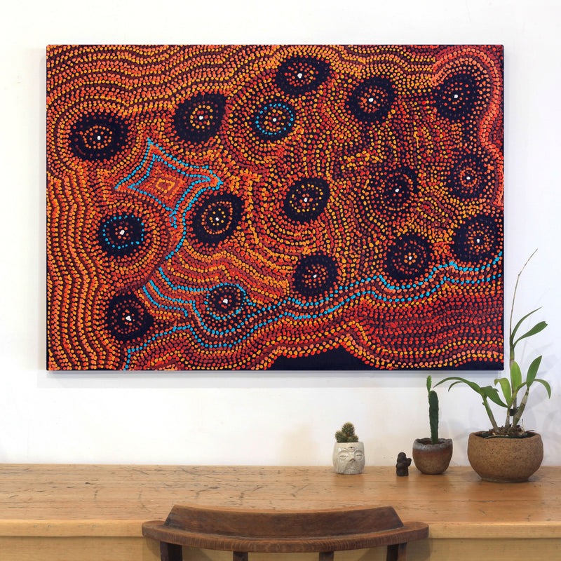 Aboriginal Artwork by Jeani Napangardi Lewis, Mina Mina Jukurrpa - Ngalyipi, 107x76cm