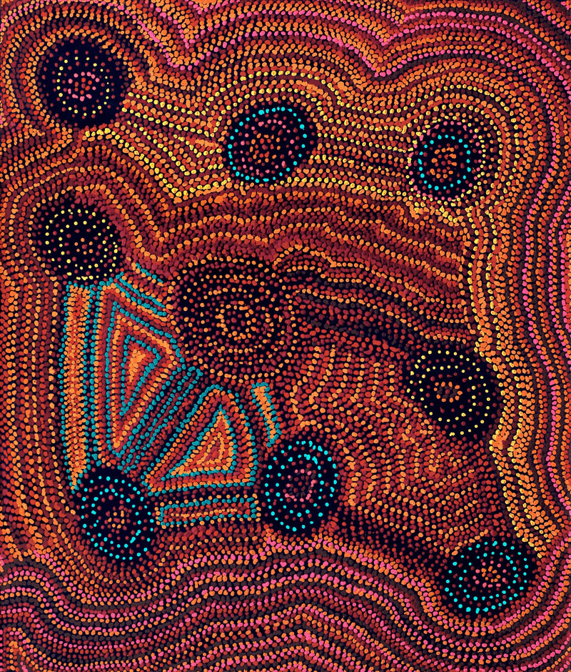 Aboriginal Artwork by Jeani Napangardi Lewis, Mina Mina Jukurrpa - Ngalyipi, 107x91cm