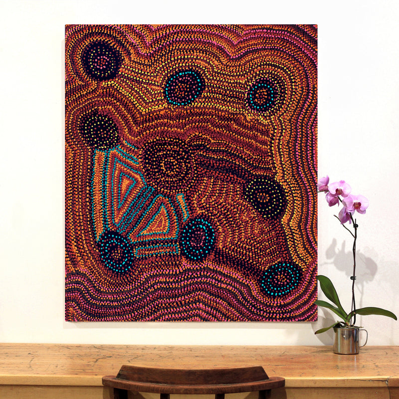 Aboriginal Artwork by Jeani Napangardi Lewis, Mina Mina Jukurrpa - Ngalyipi, 107x91cm