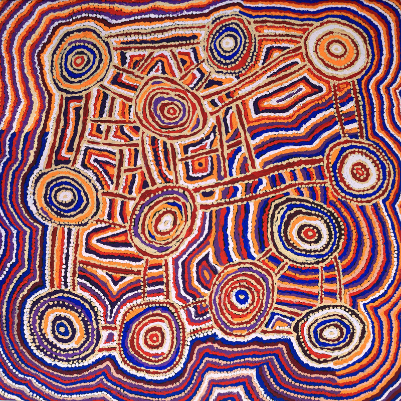 Aboriginal Artwork by Jeani Napangardi Lewis, Mina Mina Jukurrpa - Ngalyipi, 91x91cm