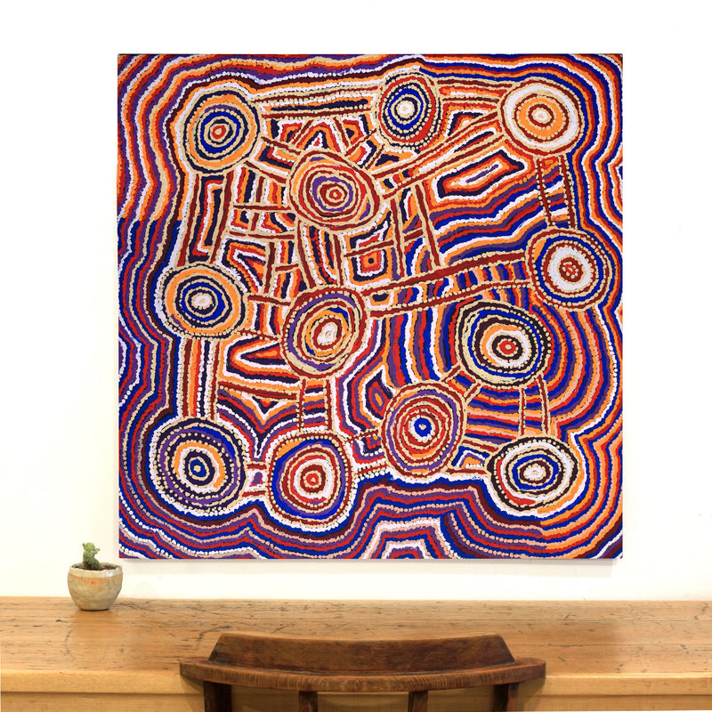 Aboriginal Artwork by Jeani Napangardi Lewis, Mina Mina Jukurrpa - Ngalyipi, 91x91cm
