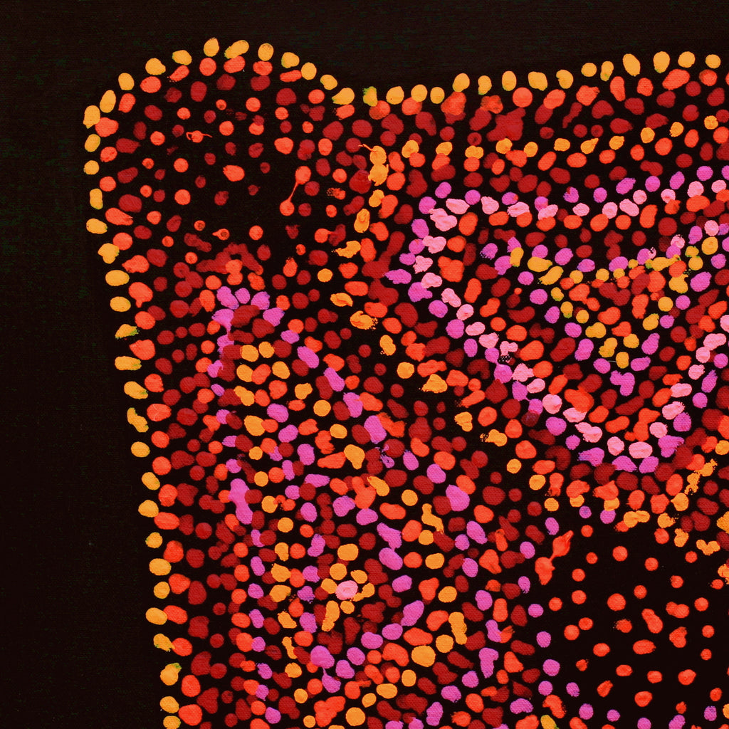 Aboriginal Artwork by Jeani Napangardi Lewis, Mina Mina Jukurrpa - Ngalyipi, 46x46cm