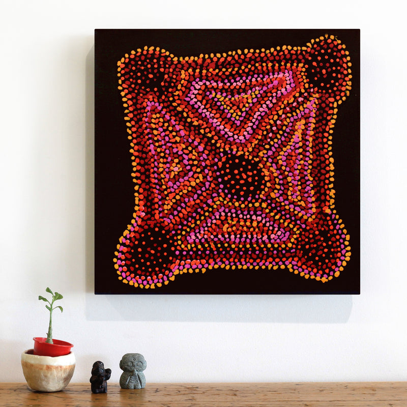 Aboriginal Artwork by Jeani Napangardi Lewis, Mina Mina Jukurrpa - Ngalyipi, 46x46cm