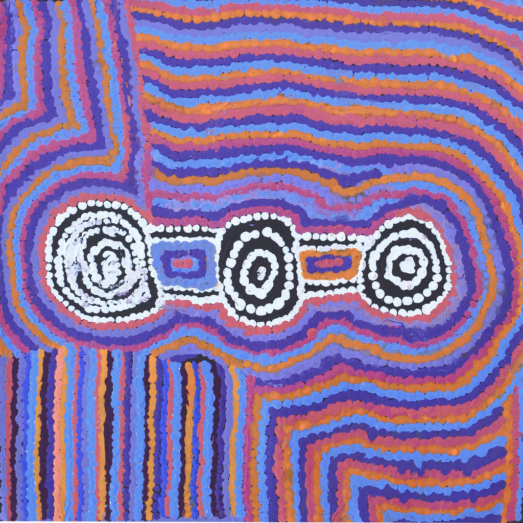 Aboriginal Artwork by Jeani Napangardi Lewis, Mina Mina Jukurrpa - Ngalyipi, 46x46cm