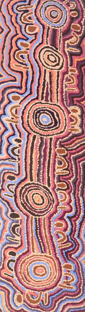 Aboriginal Artwork by Jeani Napangardi Lewis, Mina Mina Jukurrpa - Ngalyipi, 107x30cm