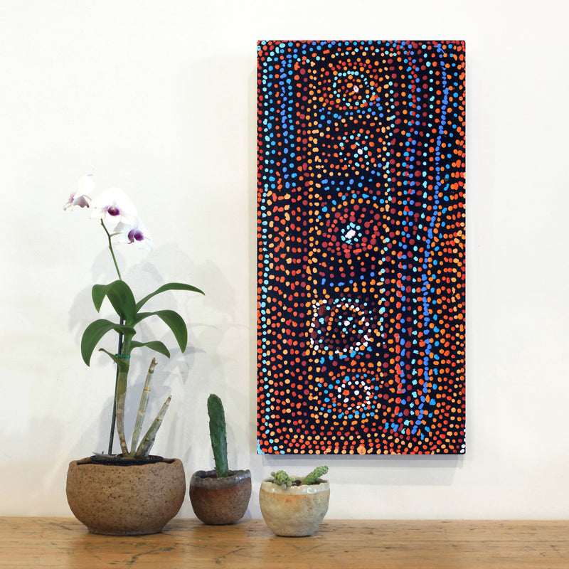 Aboriginal Artwork by Jeani Napangardi Lewis, Mina Mina Jukurrpa - Ngalyipi, 61x30cm