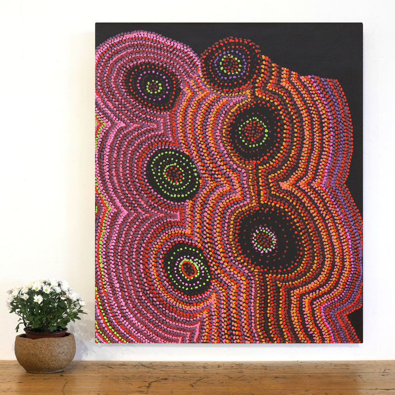 Aboriginal Artwork by Jeani Napangardi Lewis, Mina Mina Jukurrpa - Ngalyipi, 91x76cm